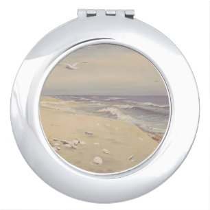 On the Beach (1879) – Vintage Coastal Art Compact Mirror