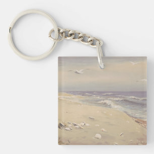 On the Beach (1879) – Vintage Coastal Art Keychain