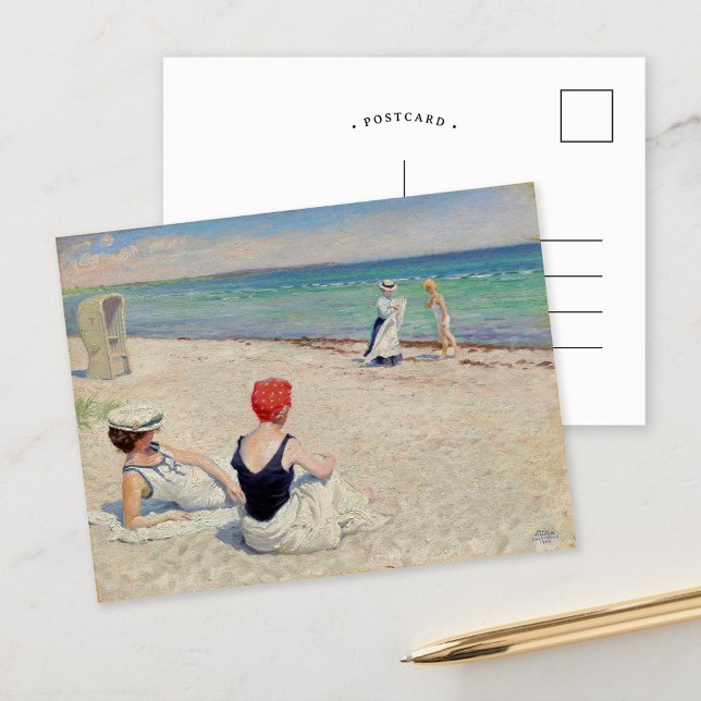 On the Beach, Falsterbro | Paul Fischer Postcard (Creator Uploaded)
