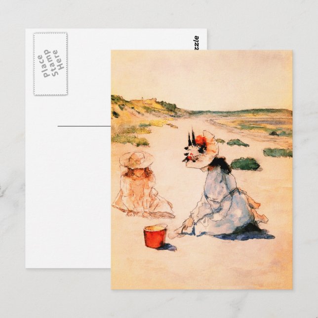 On the Beach. Mother's Day Fine Art Postcards (Front/Back)