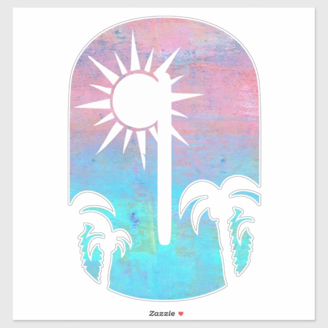 ON THE BEACH -O- pink and blue grunge Sticker (Sheet)
