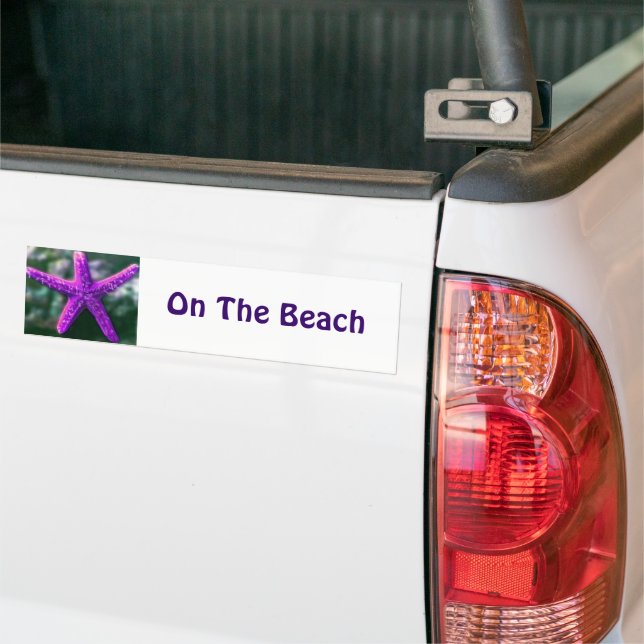 On The Beach One Purple Starfish Bumper Sticker (On Truck)