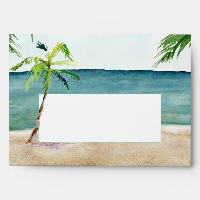 On The Beach Personalized Wedding Envelopes (Front)