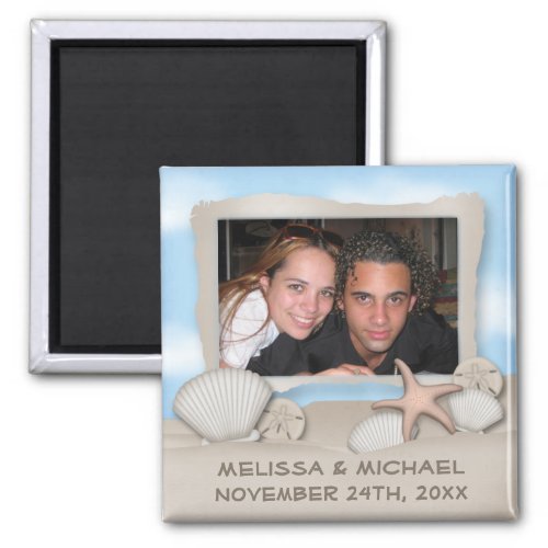 On the Beach Seashell  Photo Save the Date Magnet