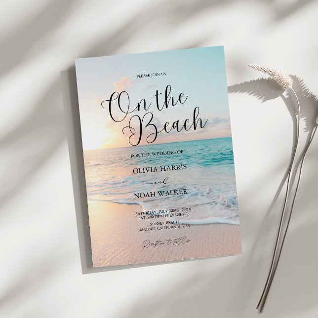 On The Beach Sun and Blue Ocean wedding Invitation (Creator Uploaded)