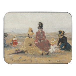 On the Beach Trouville 1887 by Eugene Boudin Jigsaw Puzzle