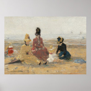 On the Beach Trouville 1887 by Eugene Boudin  Poster