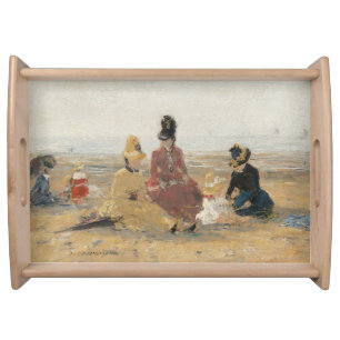 On the Beach Trouville 1887 by Eugene Boudin Serving Tray