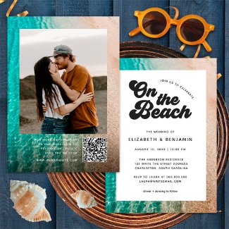 On The Beach Typography Photo QR Code Wedding
