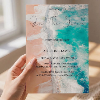 On The Beach : Watercolor Beach Wedding Invitation