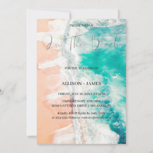 On The Beach : Watercolor Beach Wedding  Invitation