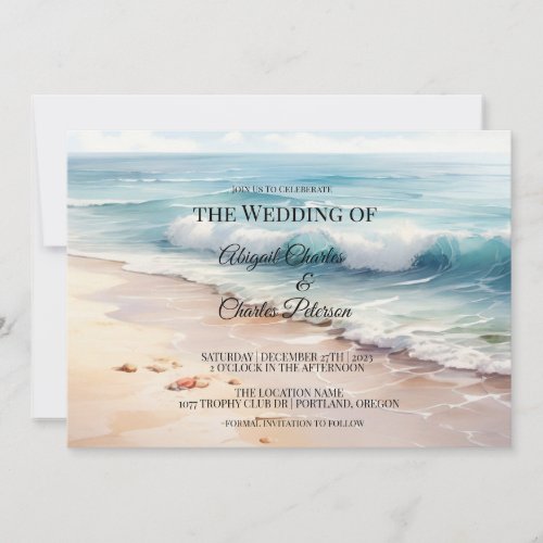 On the beach wedding invitation