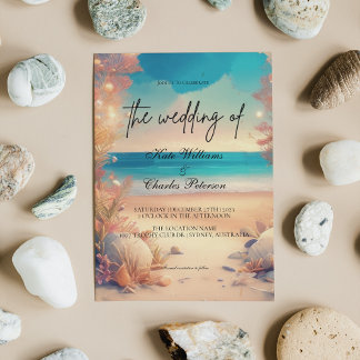 On the beach wedding invitation