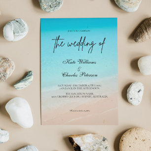 On the beach wedding invitation