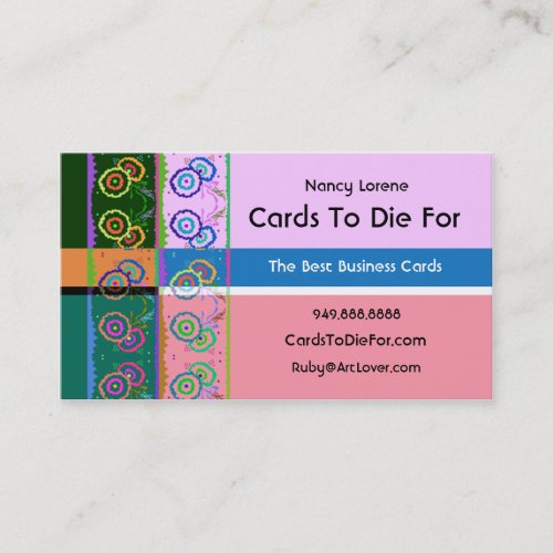 On The Border - Lilac and Pink Business Cards