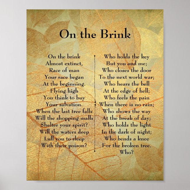 On the Brink Poem Poster (Front)