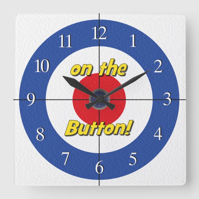 "On the Button" Curler's Clock - (Blue) (Front)