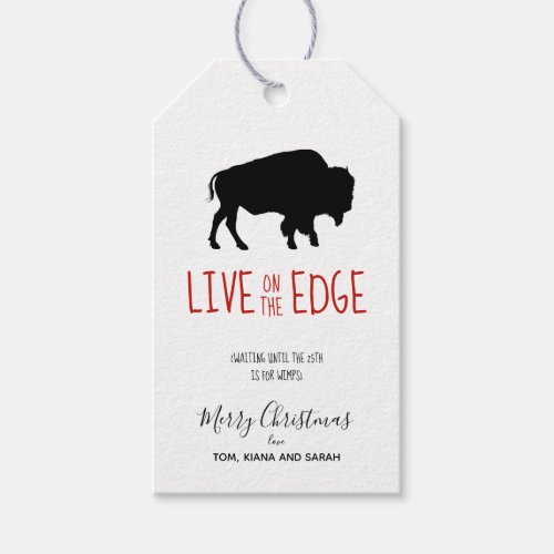 On the Edge Black Buffalo B  W Plaid ID602 Gift Tags