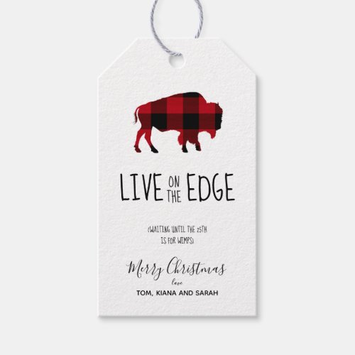 On The Edge Buffalo Black and Red Plaid ID602 Gift Tags
