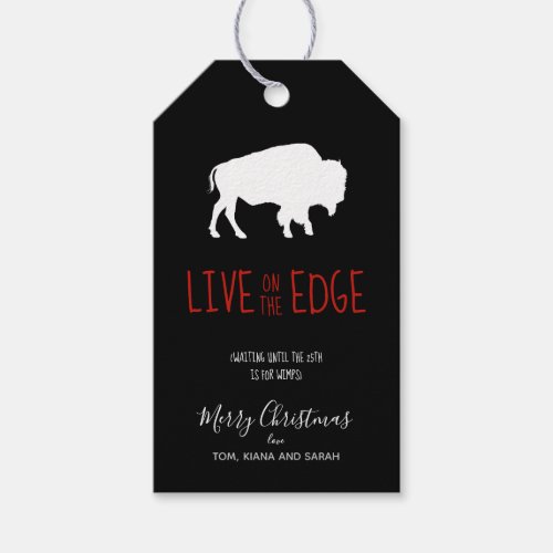 On the Edge White Buffalo BW Plaid ID602 Gift Tags