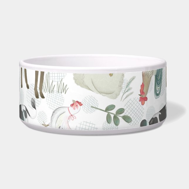 On The Farm Animal Farmhouse Country Pet Bowl (Front)