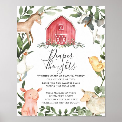 On The Farm Baby Shower Diaper Thoughts Sign