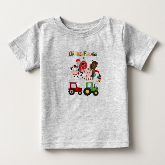 On The Farm Barnyard Farm Animals Cute Baby T-Shirt (Front)