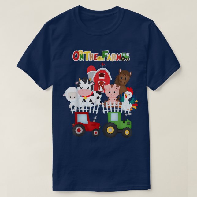 On The Farm Barnyard Farm Animals Cute Toddler Boy T-Shirt (Design Front)