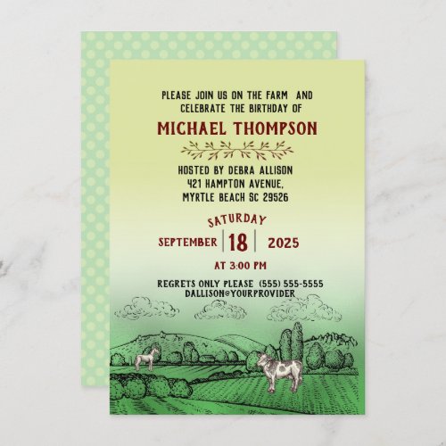 On The Farm  Birthday Party Invitation