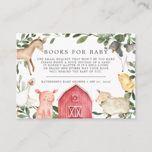 On The Farm Books For Baby Baby Shower Card
