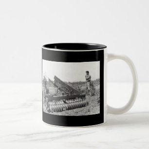 On the farm in 1940's Two-Tone coffee mug