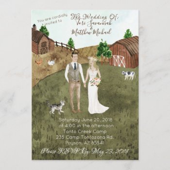 On The Farm Wedding Invitation - With Pet Cat by HeritageMatters at Zazzle