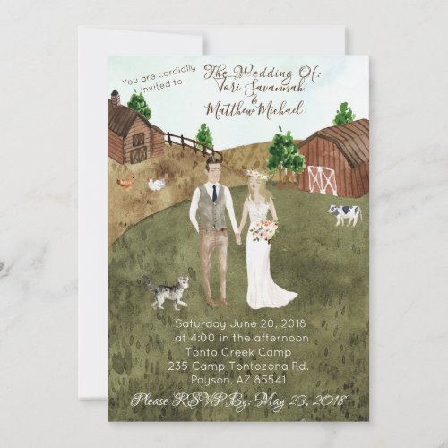 On The Farm Wedding Invitation _ With Pet Cat