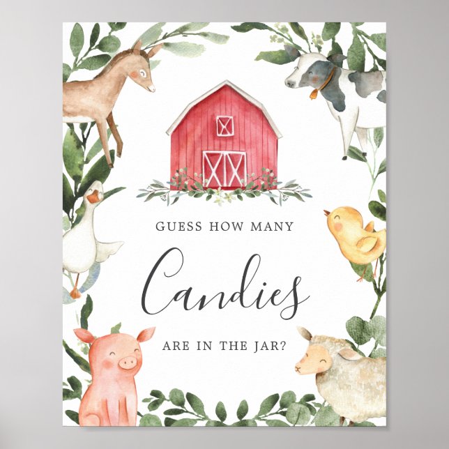 On The Farms Baby Shower Guess How Many Candies Poster (Front)