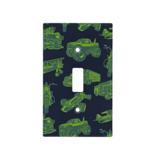 On the Go Blue  Green Moving Vehicles Cars Light Switch Cover