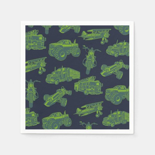 On the Go Blue  Green Moving Vehicles Cars Party Napkins