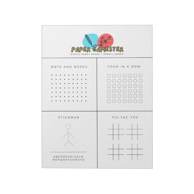 On-The-Go Single Sheet Pen and Paper Games Notepad (Rotated)
