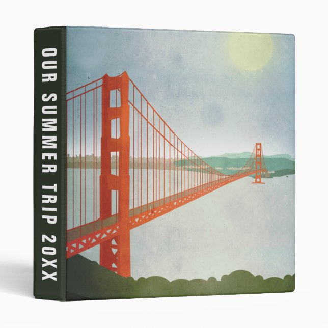On The Golden Gate Bridge | Add Your Text 3 Ring Binder (Front/Spine)