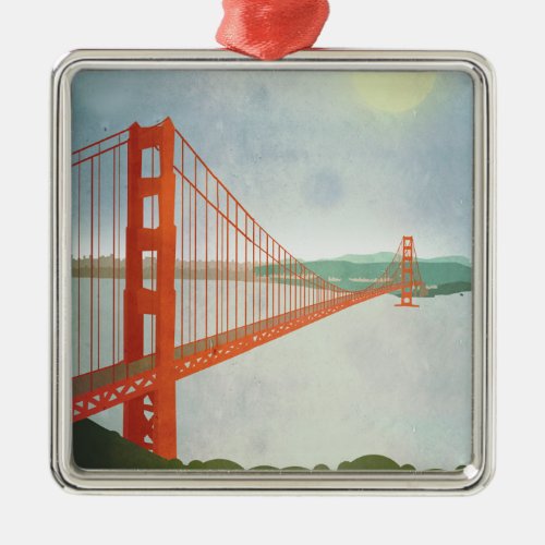 On The Golden Gate Bridge Metal Ornament