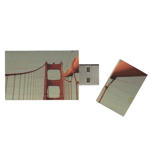 On The Golden Gate Bridge Wood Flash Drive (Opened)