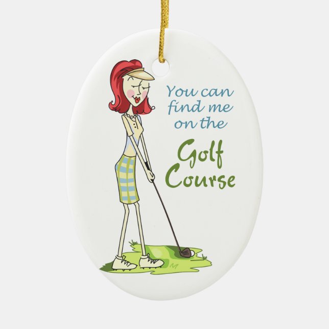On the Golf Course Ceramic Ornament (Front)