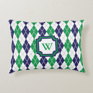 On the Green Argyle Accent Pillow