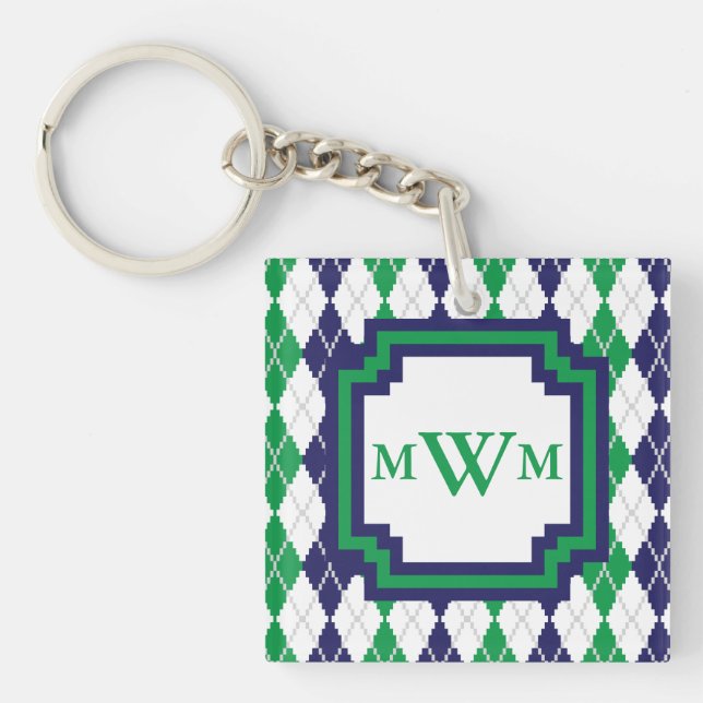 On the Green Argyle Acrylic Keychain (Front)