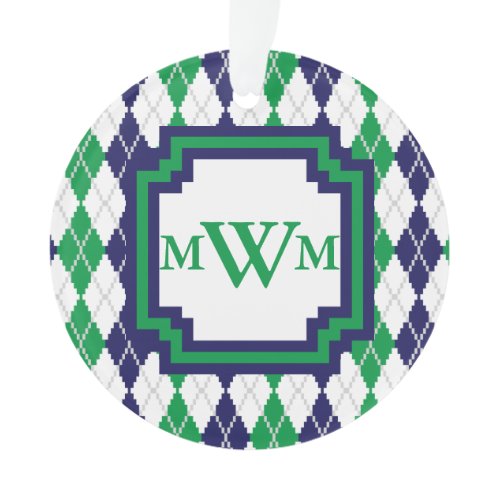 On the Green Argyle Acrylic Ornament