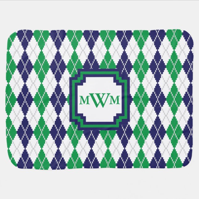 On the Green Argyle Baby Blanket (Horizontal)