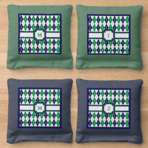 On the Green Argyle Cornhole Bags