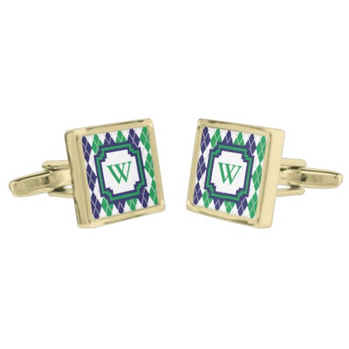 On the Green Argyle Cufflinks