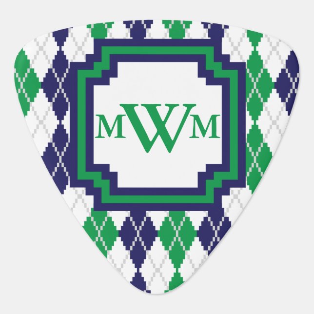 On the Green Argyle Guitar Pick (Front)