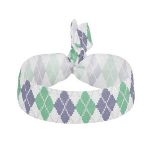 On the Green Argyle Hair Tie