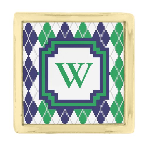 On the Green Argyle Lapel Pin